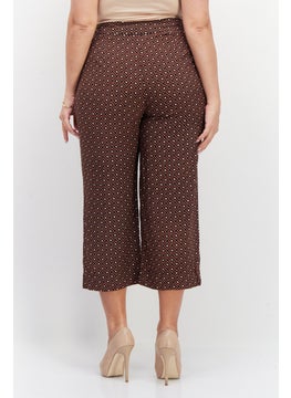 Zero Women Wide Leg All Over Print Palazzo Pant, Brown Combo  - Image 3