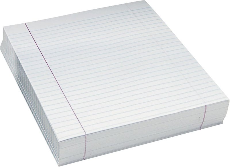 Pacon Composition Paper, Unpunched, 3/8" Rule, 8.5" x 11", White, Pack of 500 Sheets - Image 1