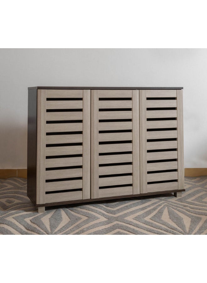 Smart Furniture shoe cabinet With3-door , And Hollow Glass Beige 120Lx35Wx88H.  - Image 2