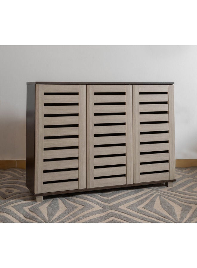 Smart Furniture shoe cabinet With3-door , And Hollow Glass Beige 120Lx35Wx88H. - Image 1