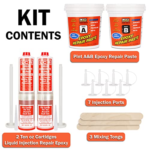 LCR Polygem LCR Epoxy Concrete Crack Repair Kit - Stops Leaks - High-Performance Structural Bonding - Professional Grade - Reliable & Effective - DIY Friendly - Versatile - Wood, Fiberglass, Metal & More - Image 2