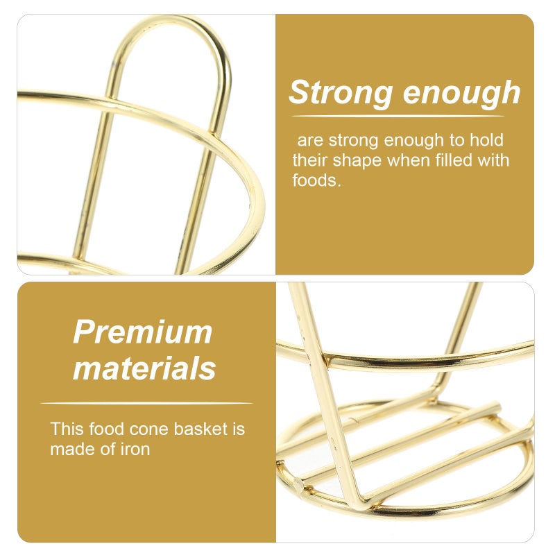 Gold Metal Fried Food Basket with Hollow Out Design for Fast Food Serving - Image 4