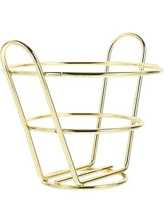 Gold Metal Fried Food Basket with Hollow Out Design for Fast Food Serving - Image 1
