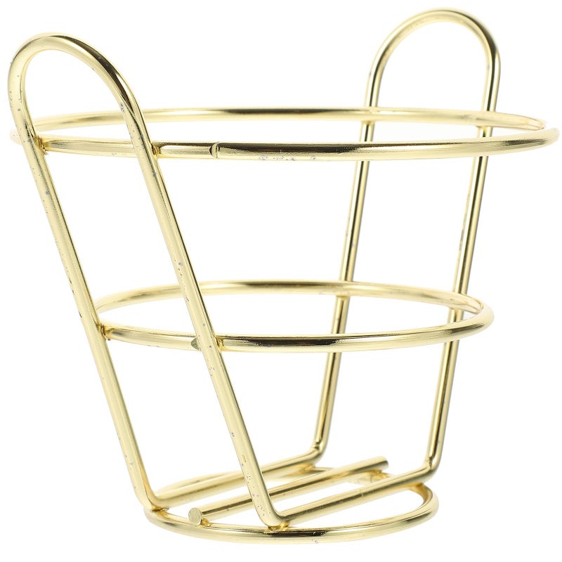 Gold Metal Fried Food Basket with Hollow Out Design for Fast Food Serving - Image 2