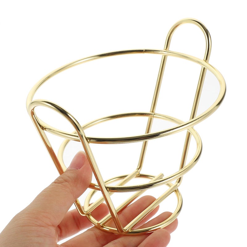 Gold Metal Fried Food Basket with Hollow Out Design for Fast Food Serving - Image 5