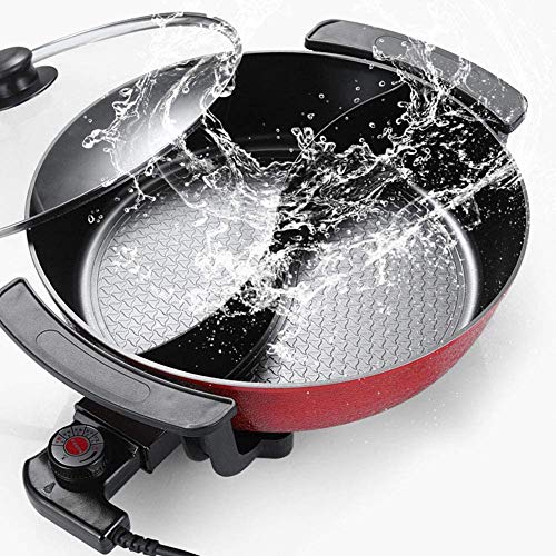 FEELING MALL Electric Hot Pot with Divider Hotpot Pot Electric Cooker Shabu Shabu Pot 110V Non-Stick 6L BPA FREE Fondue Chinese Hot Pot with Lid Heat Frying Pan - Image 5