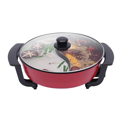 FEELING MALL Electric Hot Pot with Divider Hotpot Pot Electric Cooker Shabu Shabu Pot 110V Non-Stick 6L BPA FREE Fondue Chinese Hot Pot with Lid Heat Frying Pan - Image 1
