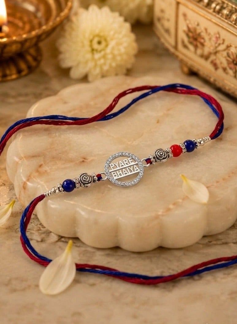 Kannan Jewels Kannan Premium Handcrafted 925 Silver Pyare Bhaiya Design Rakhi- 41 cm - Image 4