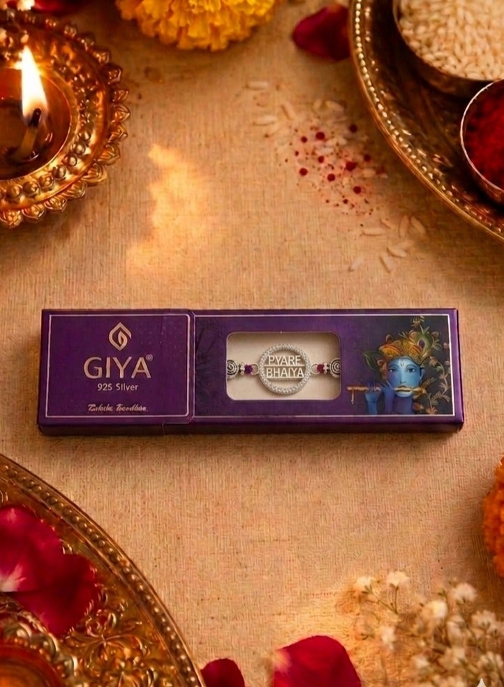 Kannan Jewels Kannan Premium Handcrafted 925 Silver Pyare Bhaiya Design Rakhi- 41 cm - Image 5