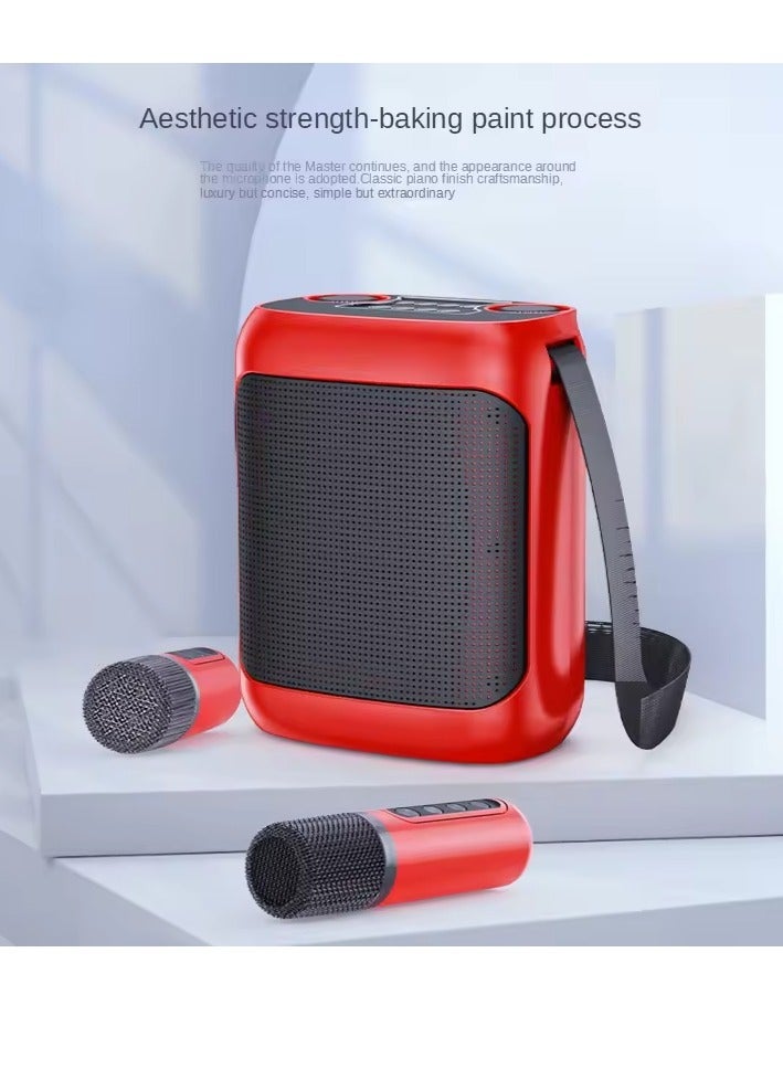 مكبر صوت كاريوكي خارجي YS-220 متين وعالي الأداء مع ميكروفونين لاسلكيين – نظام صوتي محمول باللون الأسود - Image 1