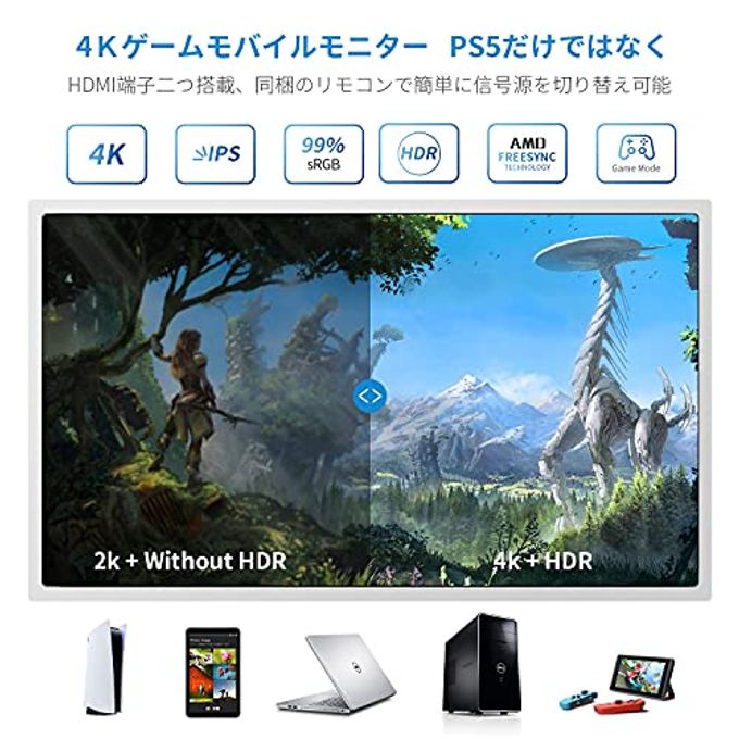 G-STORY 15.6" Inch Ips 4K 60Hz Portable Monitor Gaming Display Integrated With P5(Not Included) 38402160 With 2 Hdmi Ports,Freesync,Built-In 2 Of Multimedia Stereo Speaker,Ul - Image 3