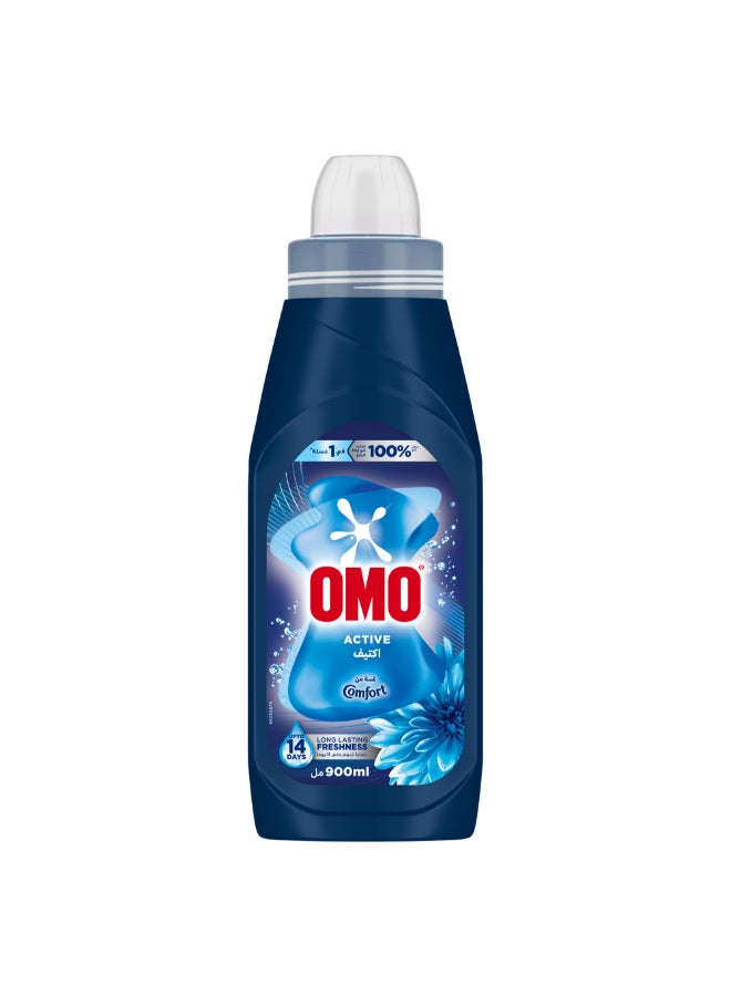 Omo Liquid Laundry Detergent, Active, Long-Lasting Freshness Up To 14 Days, Up To 100% Stain Removal In 1 Wash, 900Ml - Image 1