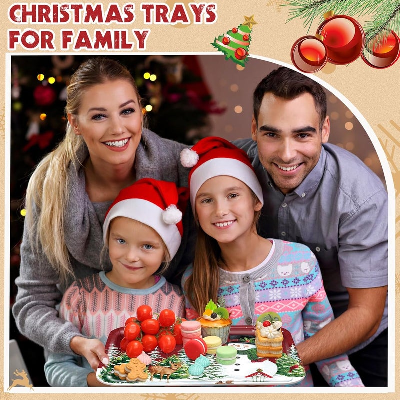 Rtteri أطباق تقديم عيد الميلاد 6 قطع قابلة لإعادة الاستخدام 13 × 10 صينية حلوى عيد الميلاد زينة حفلات عيد الميلاد لتقديم الطعام والوجبات الخفيفة والبسكويت - Image 5