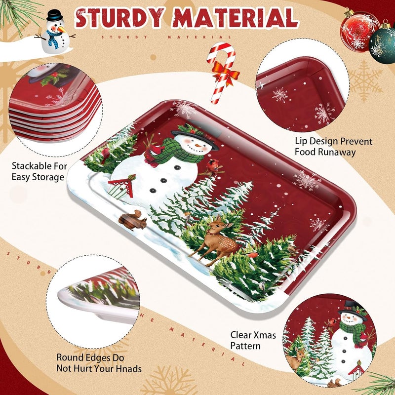 Rtteri أطباق تقديم عيد الميلاد 6 قطع قابلة لإعادة الاستخدام 13 × 10 صينية حلوى عيد الميلاد زينة حفلات عيد الميلاد لتقديم الطعام والوجبات الخفيفة والبسكويت - Image 3