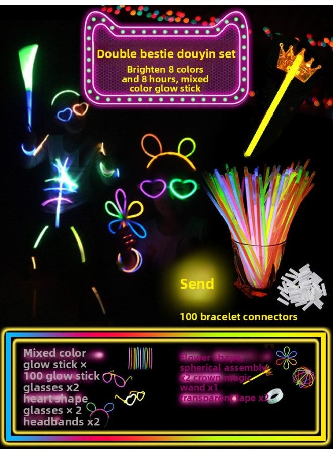 Colorful Fluorescent Sticks For Children To Stick To Clothes, Fluorescent Sticks, Silver Light Sticks, Luminous Sticks, Handheld Support Sticks, Toy Bracelets 