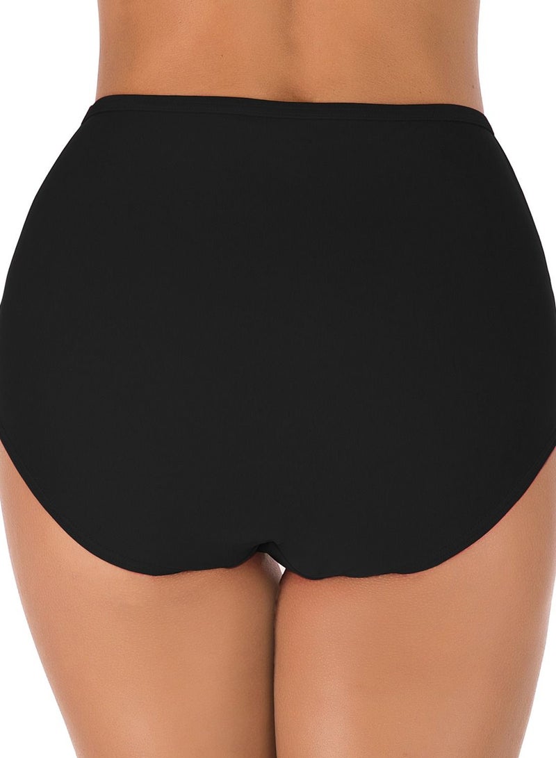 Loquat Solid Color Plunge Bikini Bottom Black  - Image 2