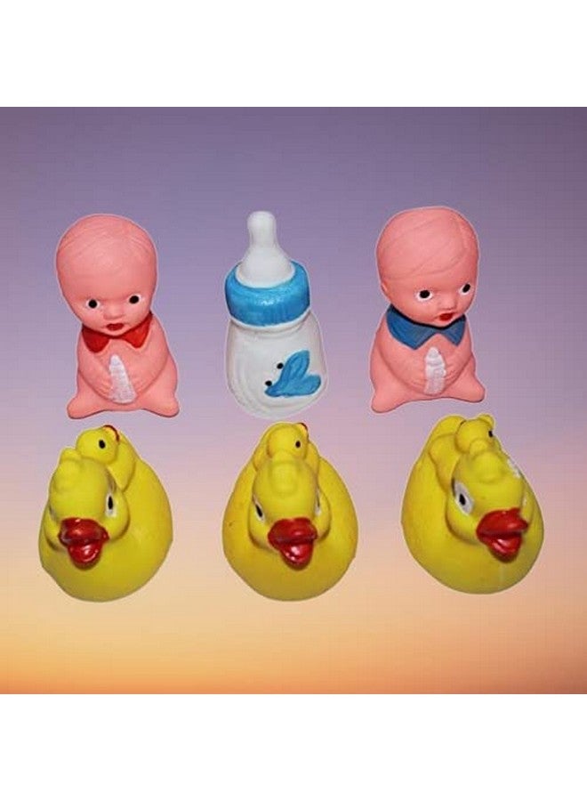 إيكان ألعاب استحمام عشوائية من المطاط تصدر أصوات صرير من إيكان، 6 قطع، إكسسوارات استحمام للأطفال الصغار (متعددة الألوان) - Image 1