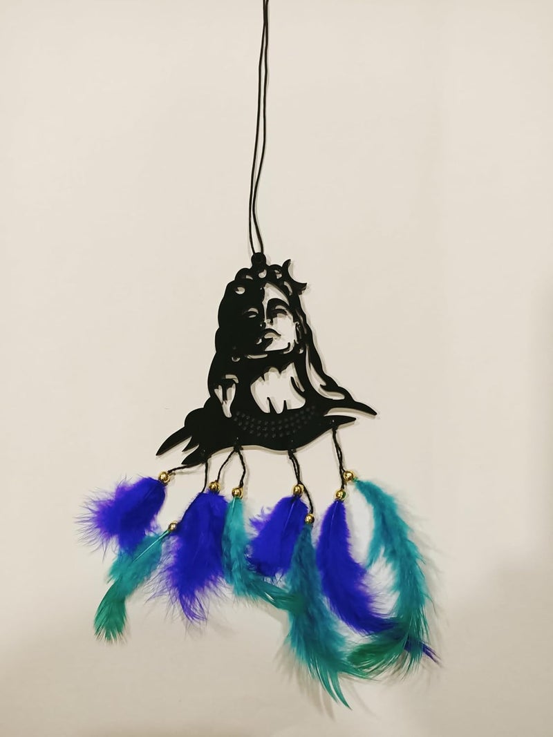 Rukshv Decorative Car Rearview Mirror Hanging with Feathers, Acrylic Spiritual Accessory for Home, Car, Office Interior Decor (Shiva) - Image 3