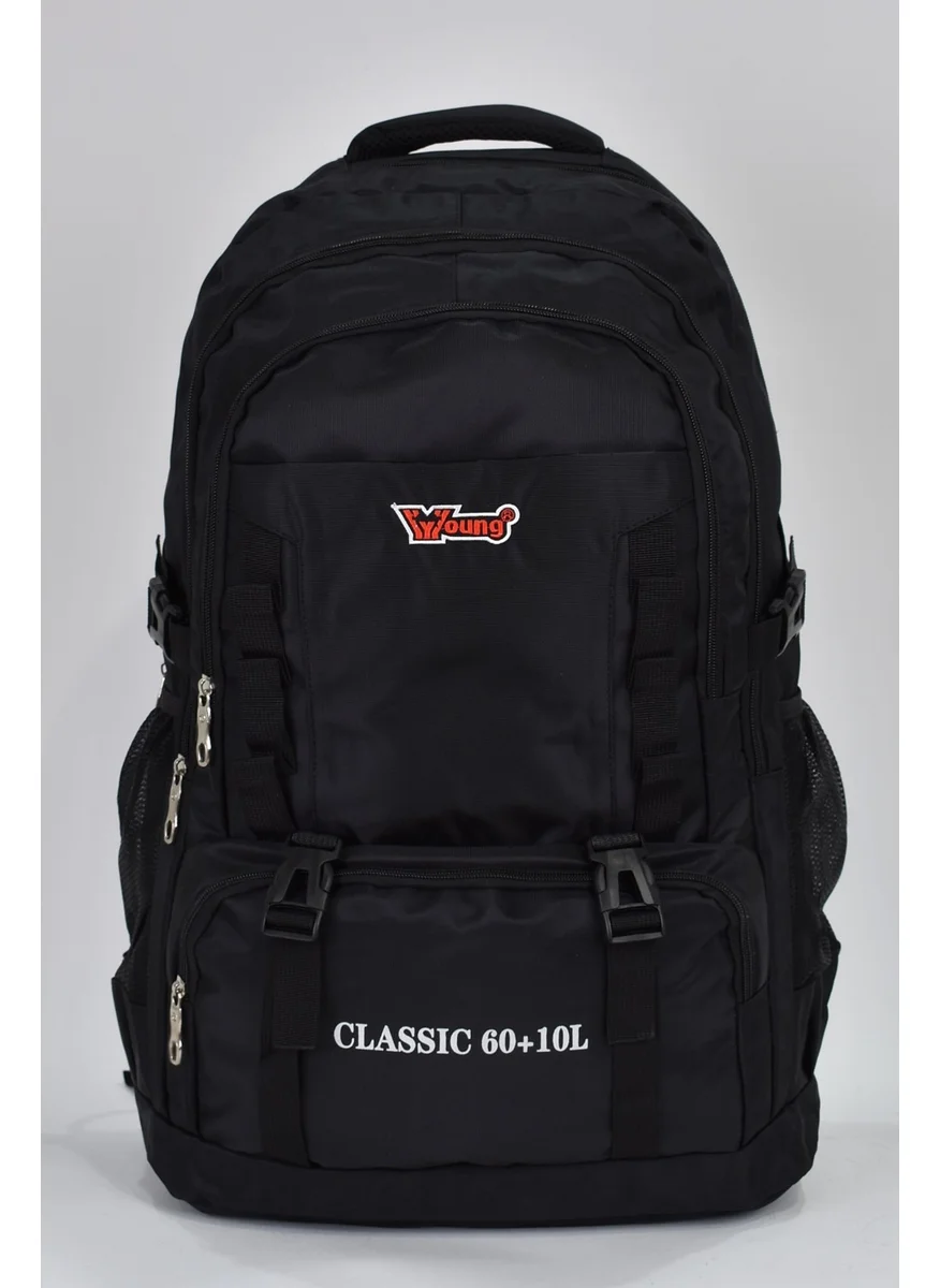 Elatae Young Ultra Light Luxury Fabric Multi-Eye Daily Mountaineer Backpack Black 60+10 Liters 51507