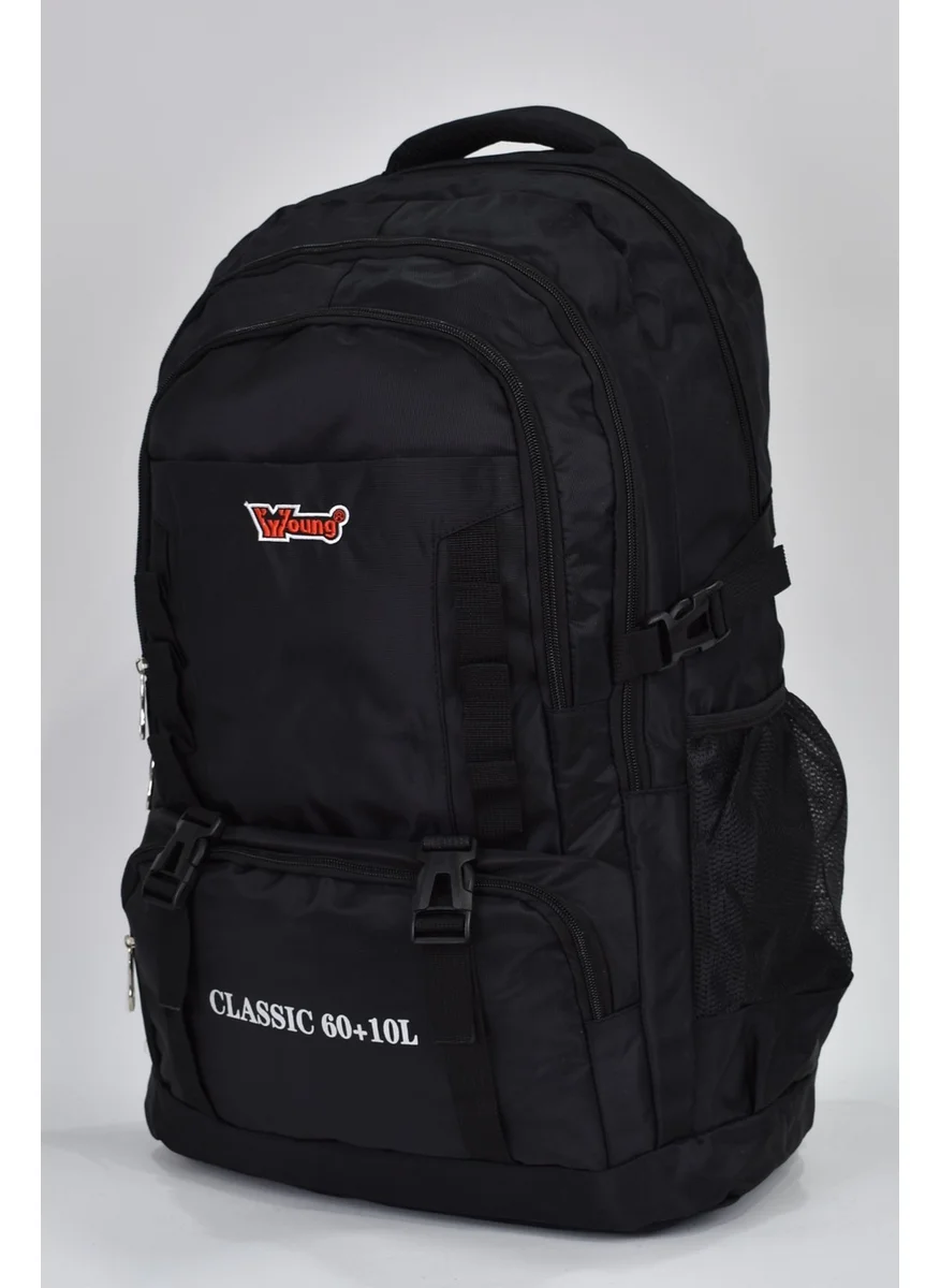 Elatae Young Ultra Light Luxury Fabric Multi-Eye Daily Mountaineer Backpack Black 60+10 Liters 51507