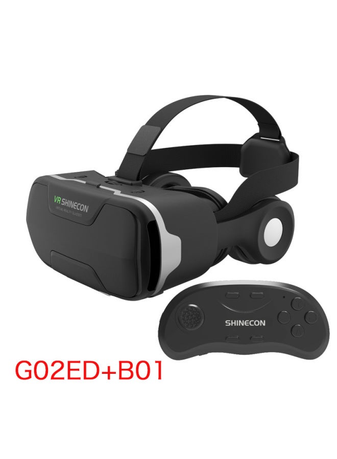 Shinecon G02ed Vr Glasses Earphone Version Eye Protection 360 Degree All Scene Mobile Vr Glasses Digital Computer Accessories-Color:G02ED + B01 Handle - Image 1