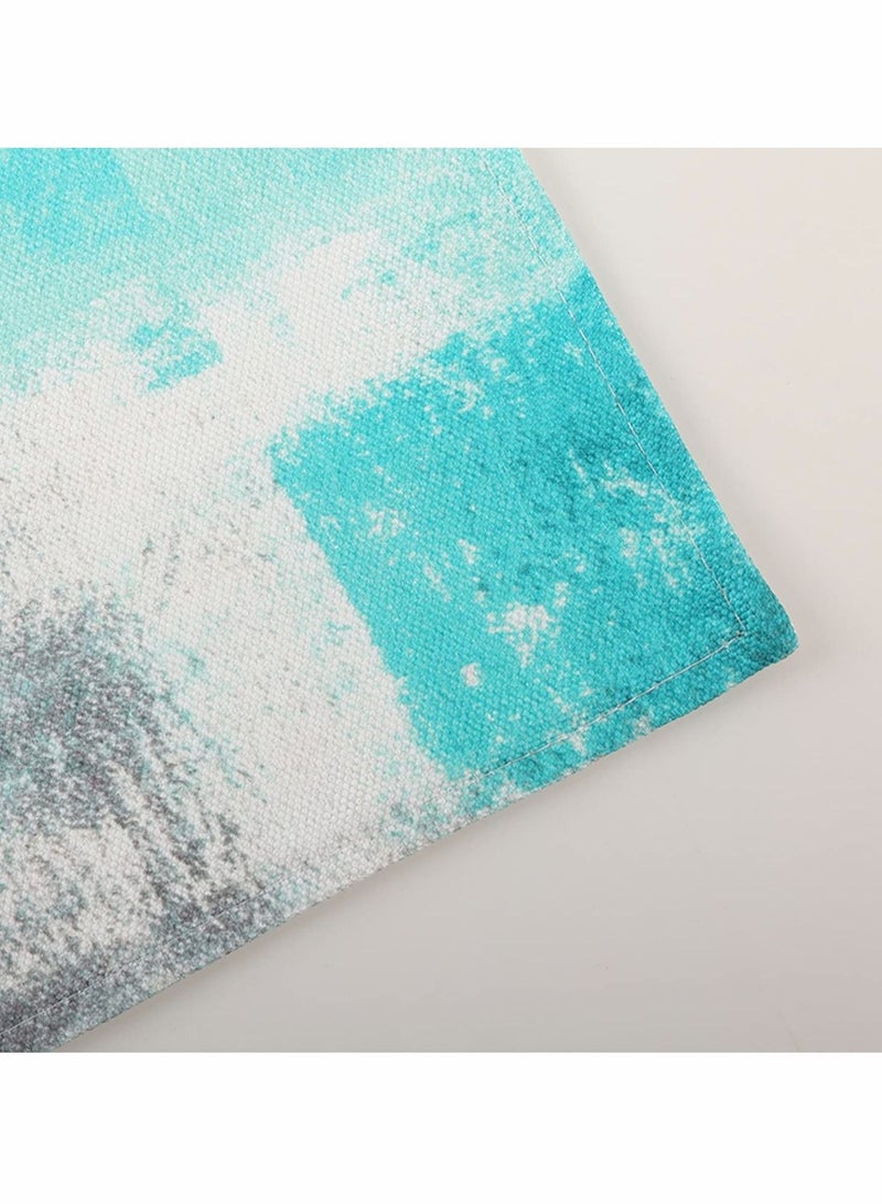 KASTWAVE Modern Art Placemats, 4Pcs Cafe Placemats Turquoise Grey Abstract Dining Placemats Decorations Place Mats Washable Heat Cloth Placemats for Home Kitchen(Turquoise Grey, 30x45cm) - Image 3