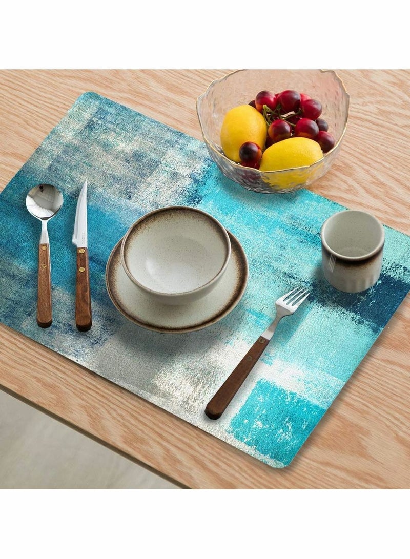KASTWAVE Modern Art Placemats, 4Pcs Cafe Placemats Turquoise Grey Abstract Dining Placemats Decorations Place Mats Washable Heat Cloth Placemats for Home Kitchen(Turquoise Grey, 30x45cm) - Image 5