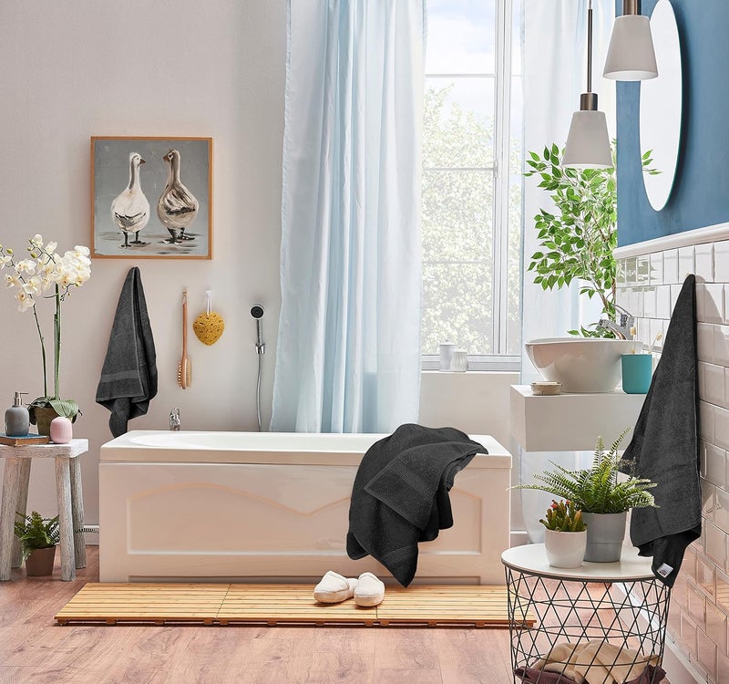 Utopia Towels 8 Piece Towel Set - 2 Bath Towels, 2 Hand Towels and 4 Washcloths Cotton Hotel Quality Super Soft and Highly Absorbent (Black) - Image 5