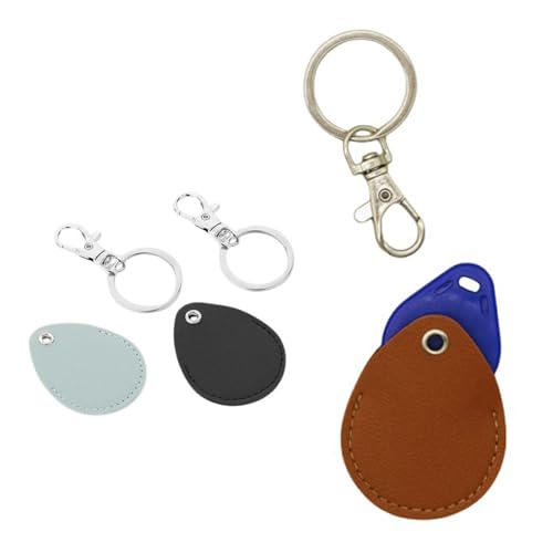 DraCra 5 Pack RFID Key Fob Holder PU Leather Proximity ID Card Key Chain Protector Case Cover with Key Carabiner Clip Keychain Rings Keeper for 125khz RFID Keyfob Token Tag Door Entry Access Control - Image 4