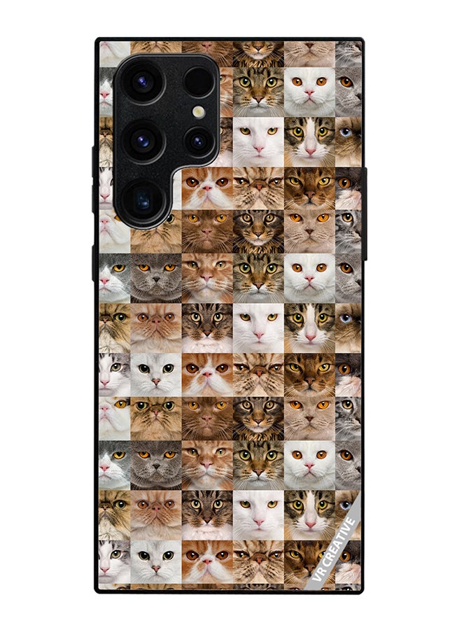 Protective Case Cover For Samsung Galaxy S25 Ultra Cat Faces Design Multicolour