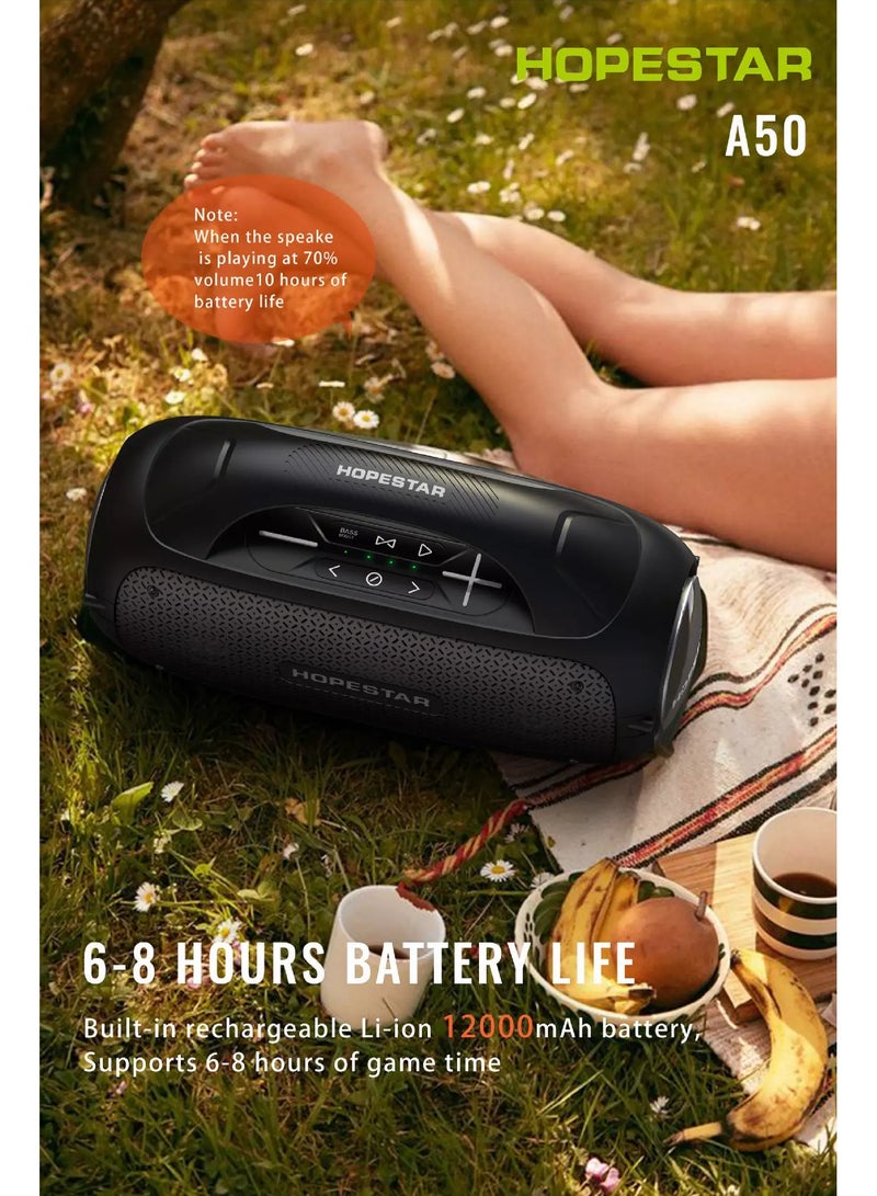 HOPESTAR A50 80W IPX6 Waterproof Portable Bluetooth Speaker Outdoor Subwoofer  Black - Image 4