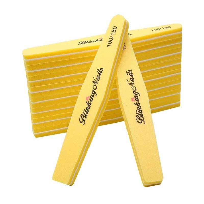 BlinkingNails Nail Buffer for Nails 100180 Grit SpongeYellow Nail File Bulk Nail Files and Buffers for Nail Art Care Double Sides Design Professional Manicure Tools Color Yellow 10pcs - Image 2