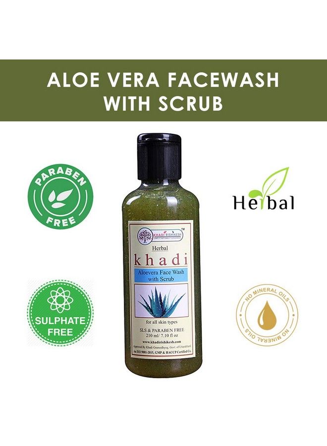 KHADI RISHIKESH Herbal Aloevera Face Wash With Scrub Exfoliating Face Wash For All Skin Typetan Removal And Skin Brightening 210 Ml Sls & Paraben Free (Pack Of 1) - Image 3