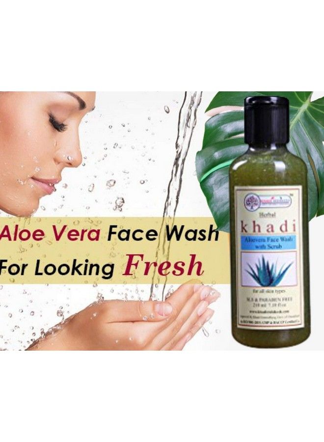 KHADI RISHIKESH Herbal Aloevera Face Wash With Scrub Exfoliating Face Wash For All Skin Typetan Removal And Skin Brightening 210 Ml Sls & Paraben Free (Pack Of 1) - Image 5