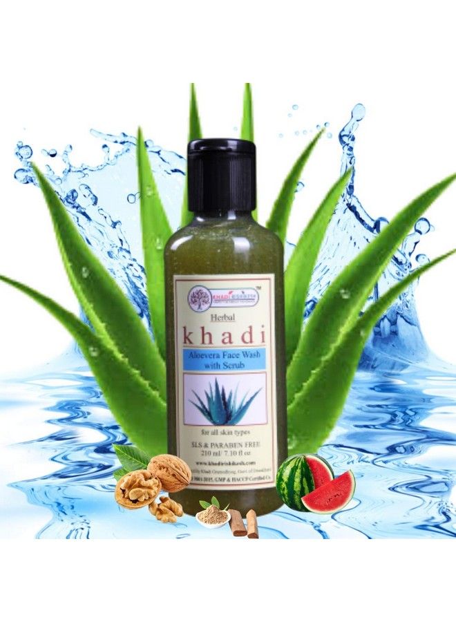 KHADI RISHIKESH Herbal Aloevera Face Wash With Scrub Exfoliating Face Wash For All Skin Typetan Removal And Skin Brightening 210 Ml Sls & Paraben Free (Pack Of 1) - Image 2