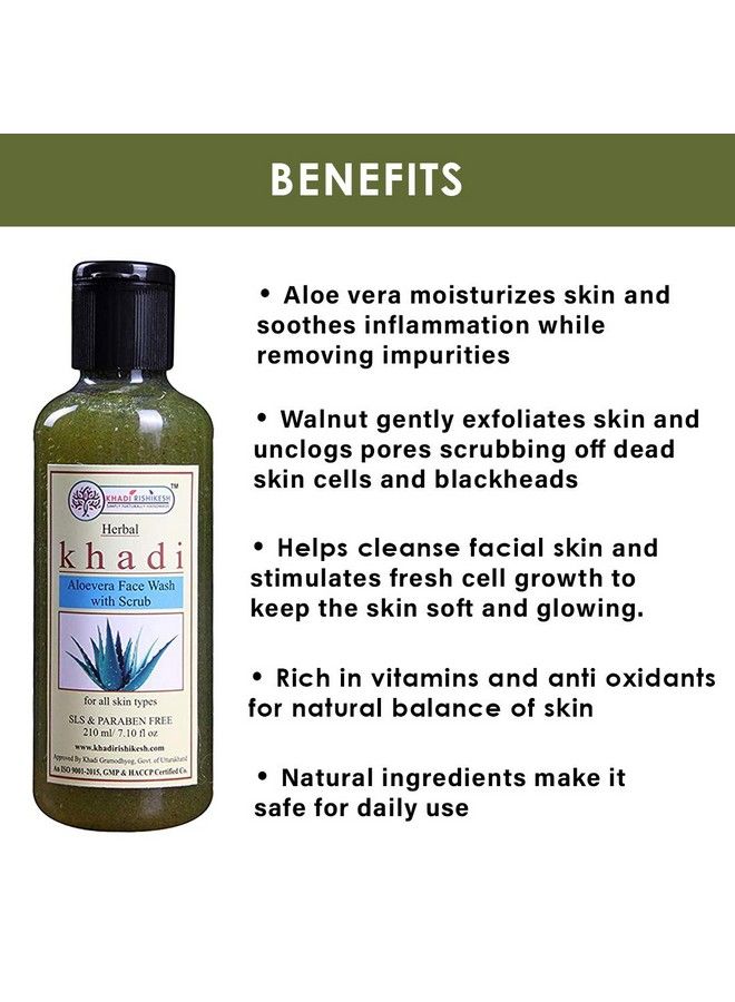 KHADI RISHIKESH Herbal Aloevera Face Wash With Scrub Exfoliating Face Wash For All Skin Typetan Removal And Skin Brightening 210 Ml Sls & Paraben Free (Pack Of 1) - Image 4