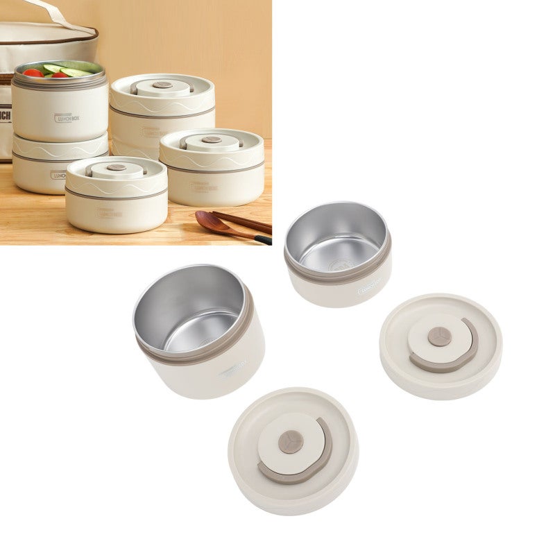 Insulated Lunch Container: 304 Stainless Steel Leakproof Round Design - Safe Non-Toxic Thermal Bento Box With Lid & Thermal Bag for Work, School, Outdoor Dining - Image 2