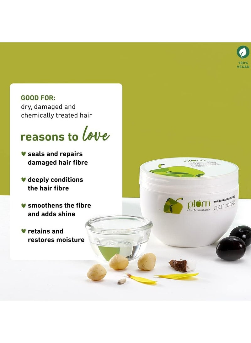 Plum Olive & Macadamia Mega Moisturizing Hair Mask For Smooth Hair 100 Vegan 250g - Image 2