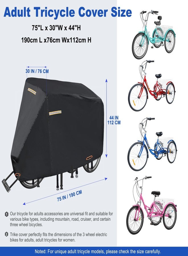 GRABADO Tricycle Cover for Adult Trike Heavy Duty Waterproof Outdoor Bike Cover - Image 5