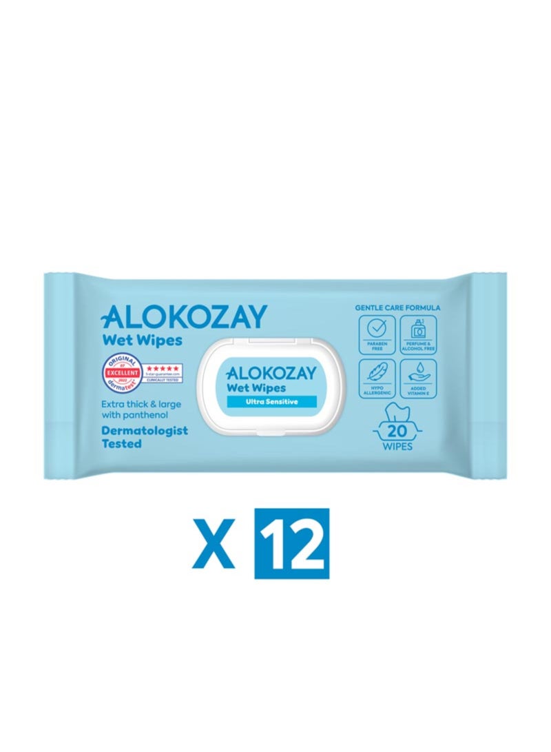 Alokozay Baby Wet Wipes Ultra-Sensitive Without Perfume 12 x 20 Wipes - Image 1