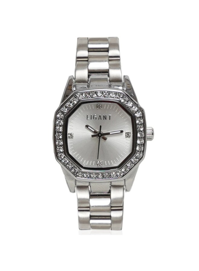 LIGANT Luxury Women's Stainless Steel Watch in Classic Silver - Elegant Modern Design - Rust Resistant Metallic Wristwatch for Events & Daily Wear - Image 1