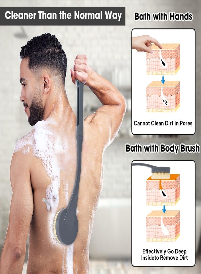 Gobiteli Back Scrubber for Shower,20.5" Long Handle Shower Brush for Body for Deep Clean,Back Brush for Shower for Men Women(Grey) - Image 4