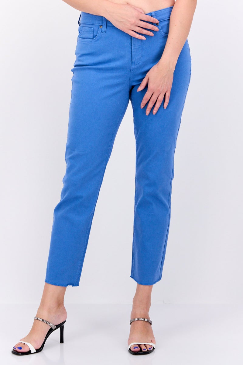 NYDJ Women Slim Fit Solid Chino Pants, Blue - Image 1