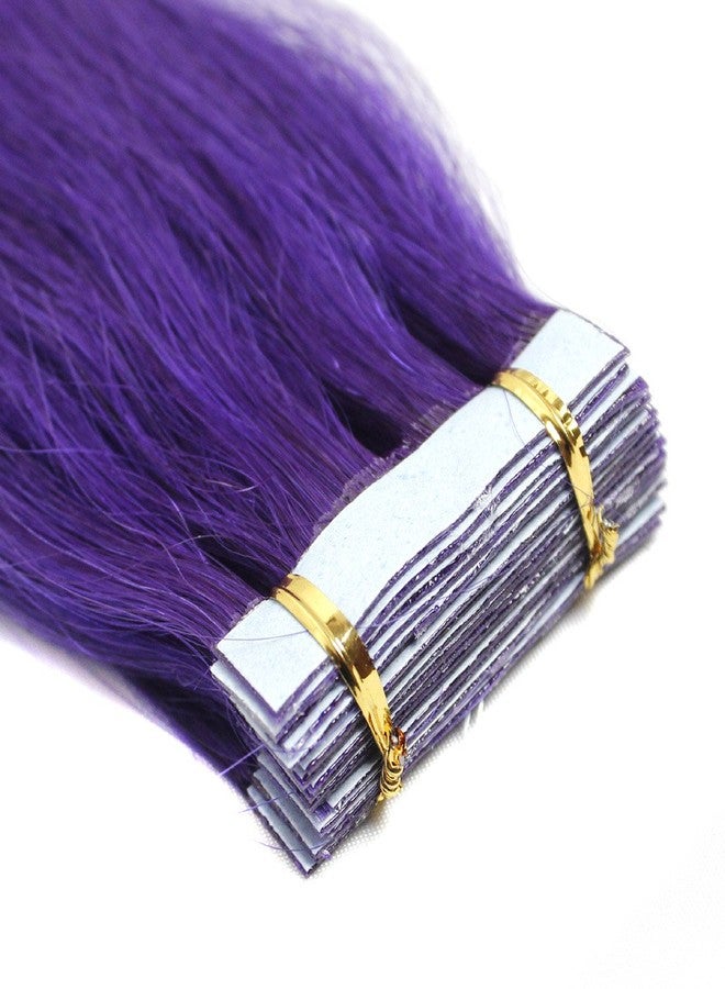 Yotty Hair Extensions Tape in Seamless Skin Weft Remy Human Hair (20Inch 20Pcs 50Gram, Purple) - Image 2