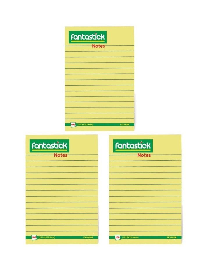 3-Piece Ruled Sticky Notes 4x6 Inch Size Yellow 101.6x152.4mm - pzsku/ZD365D539BBB5D6ADF670Z/45/_/1692172851/bd7e782e-4466-4152-8399-1a4b22f8e03e