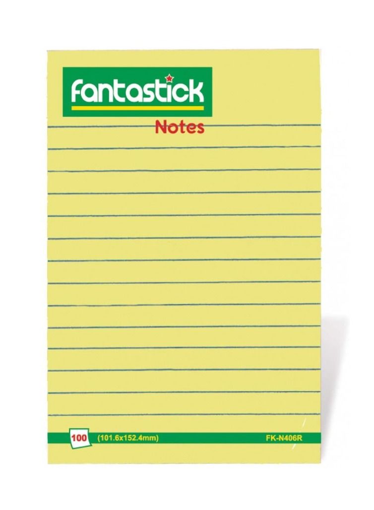 Fantastick 3-Piece Ruled Sticky Notes 4x6 Inch Size Yellow 101.6x152.4mm - Image 2