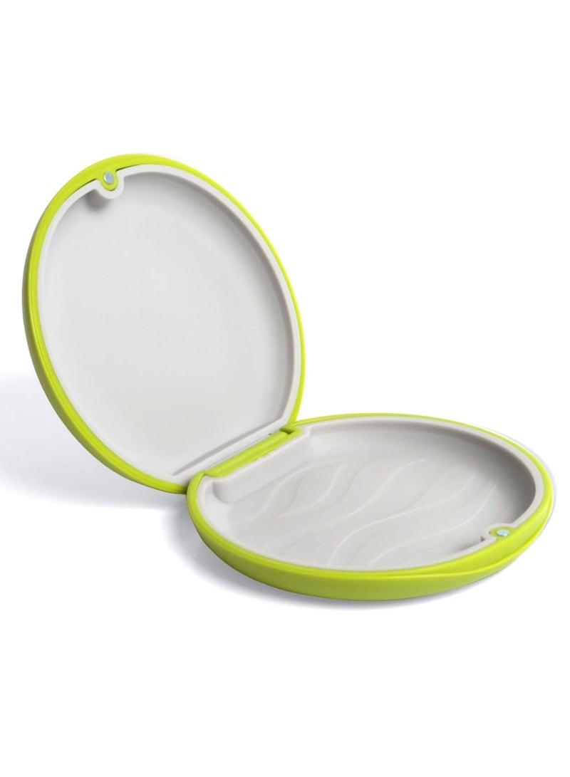 Retainer Case Mouthguard Case Denture Case Slim Aligner Case Compatible with Invisalign Night Mouth Guard Case Retainer Holder Storage Box Organizer with Silicone Textured Liner Magnetic Closure Green with Light Gray Inner - Image 1