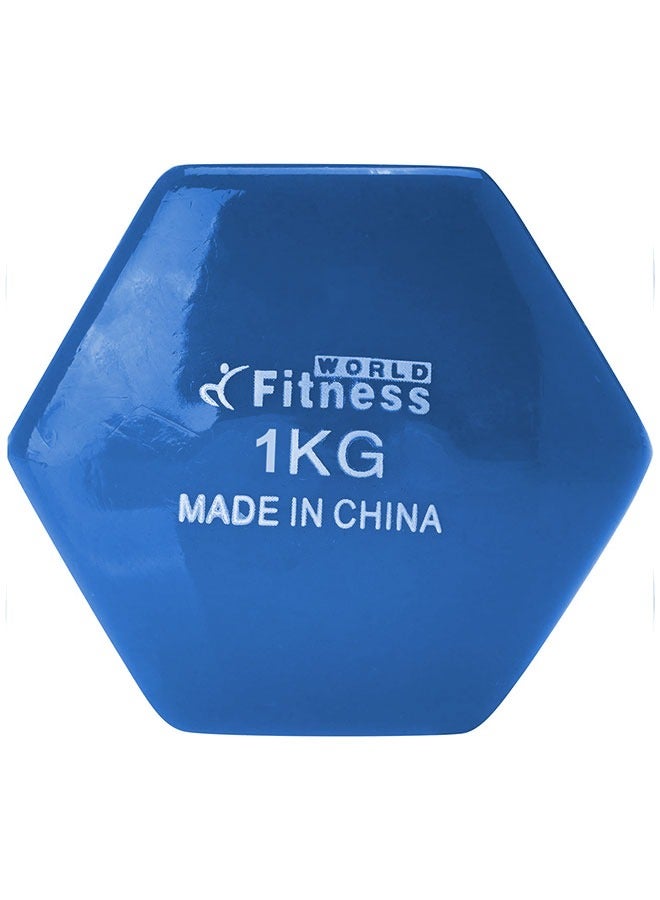 Weightlifting dumbbell made of vinyl, 1 kg, consisting of two pieces