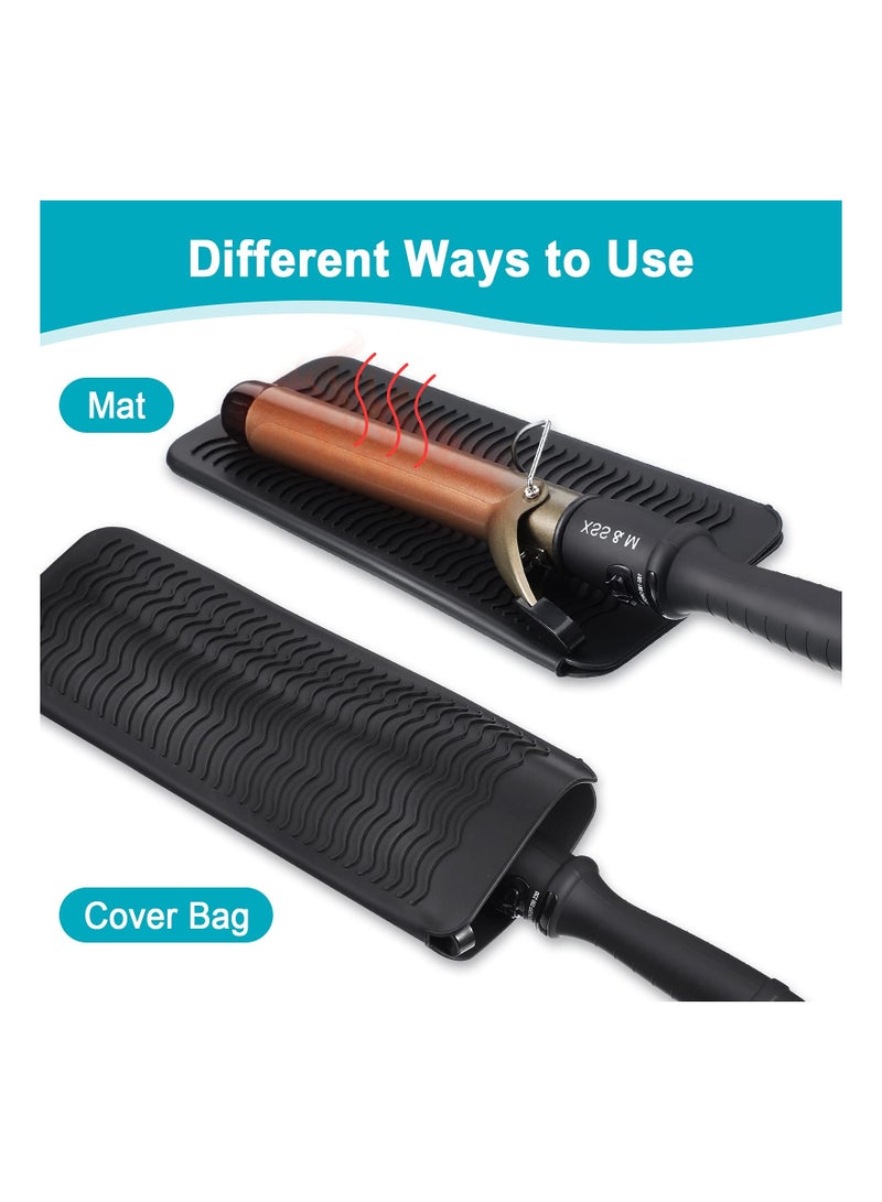 Zikra 2 Pack Heat Resistant Silicone Mat Pouch for Flat Iron, Curling Iron, Hair Straightener, Hair Curling Wands,Hot Hair Tools (Classic Style) - Image 4