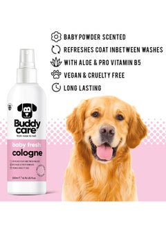 Buddy Dog Cologne Baby Fresh 200ml Delicate and Powdery Scented Dog Cologne Refreshes Between Dog Washes With Aloe Vera and Pro Vitamin B5  - Image 4